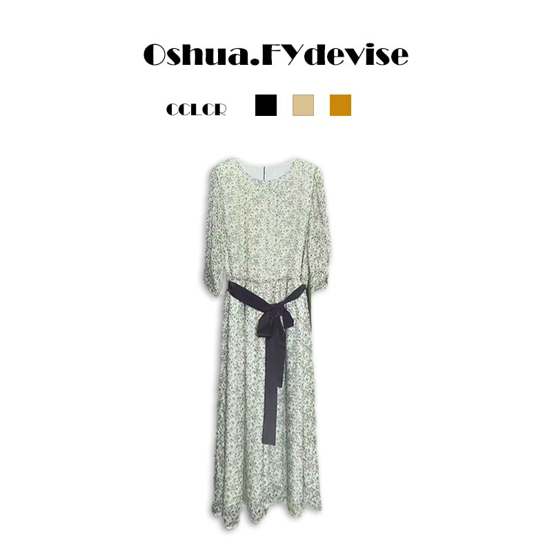 Oshua/欧诗嬅夏季碎花轻奢时尚显瘦连衣裙1059