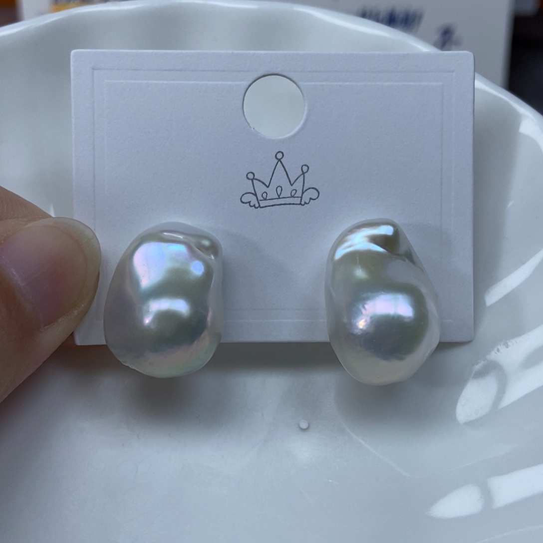 淡水珍珠耳钉银S925镶嵌特价136