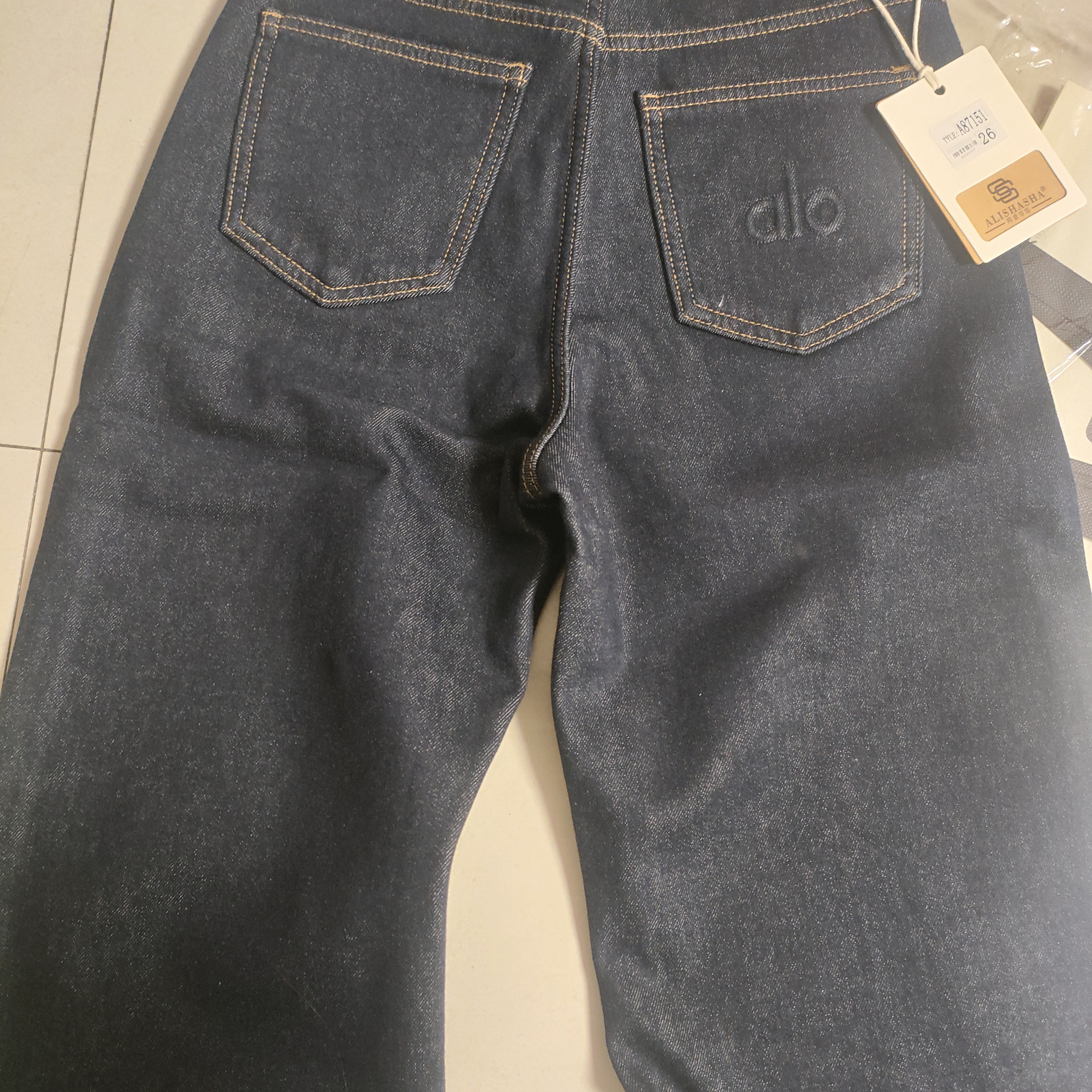 〔艾木〕87151秋冬加绒加厚弹力丹宁显瘦高腰直筒窄版阔腿牛仔裤女