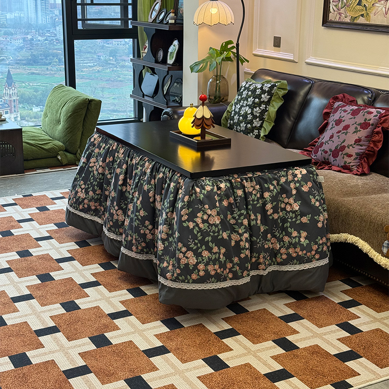 【一整套链接】折叠抽屉款烤火桌子长方形折叠楠竹烤火架取暖桌