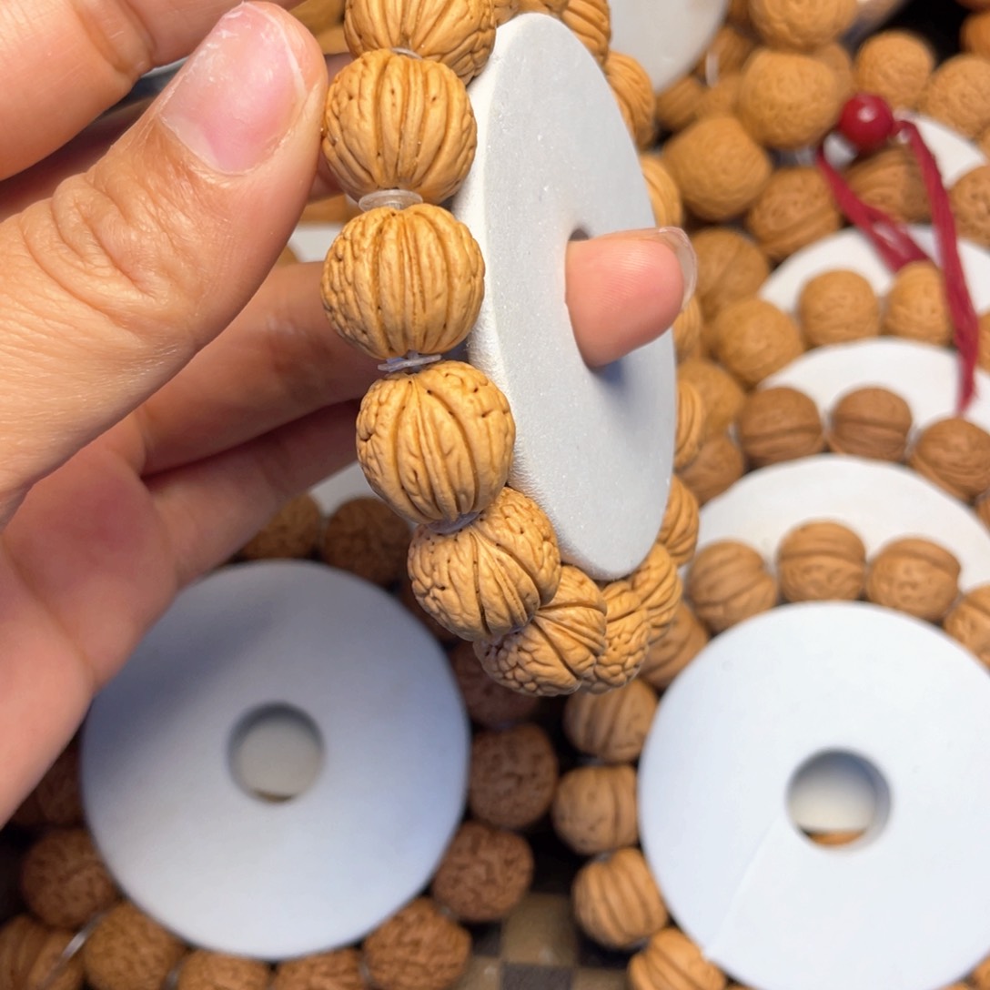 桃木蓝*桃核手串15+铁扇