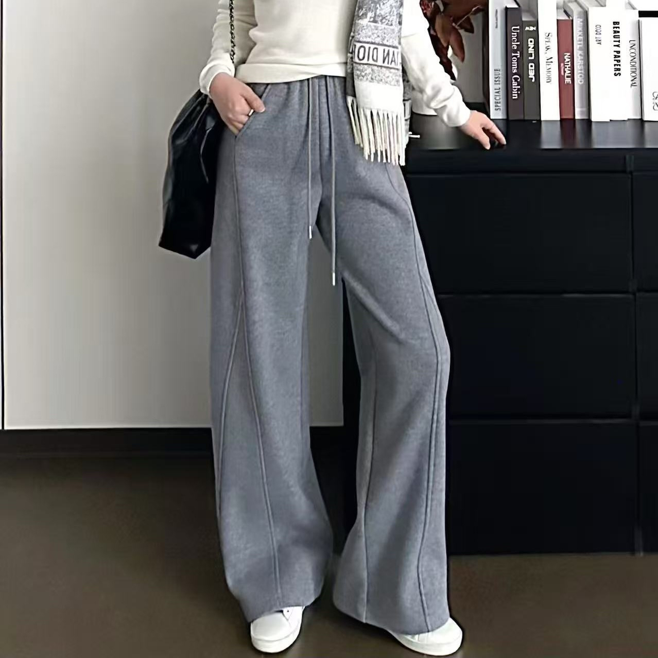 83282-南油随性抽绳阔腿休闲裤加厚