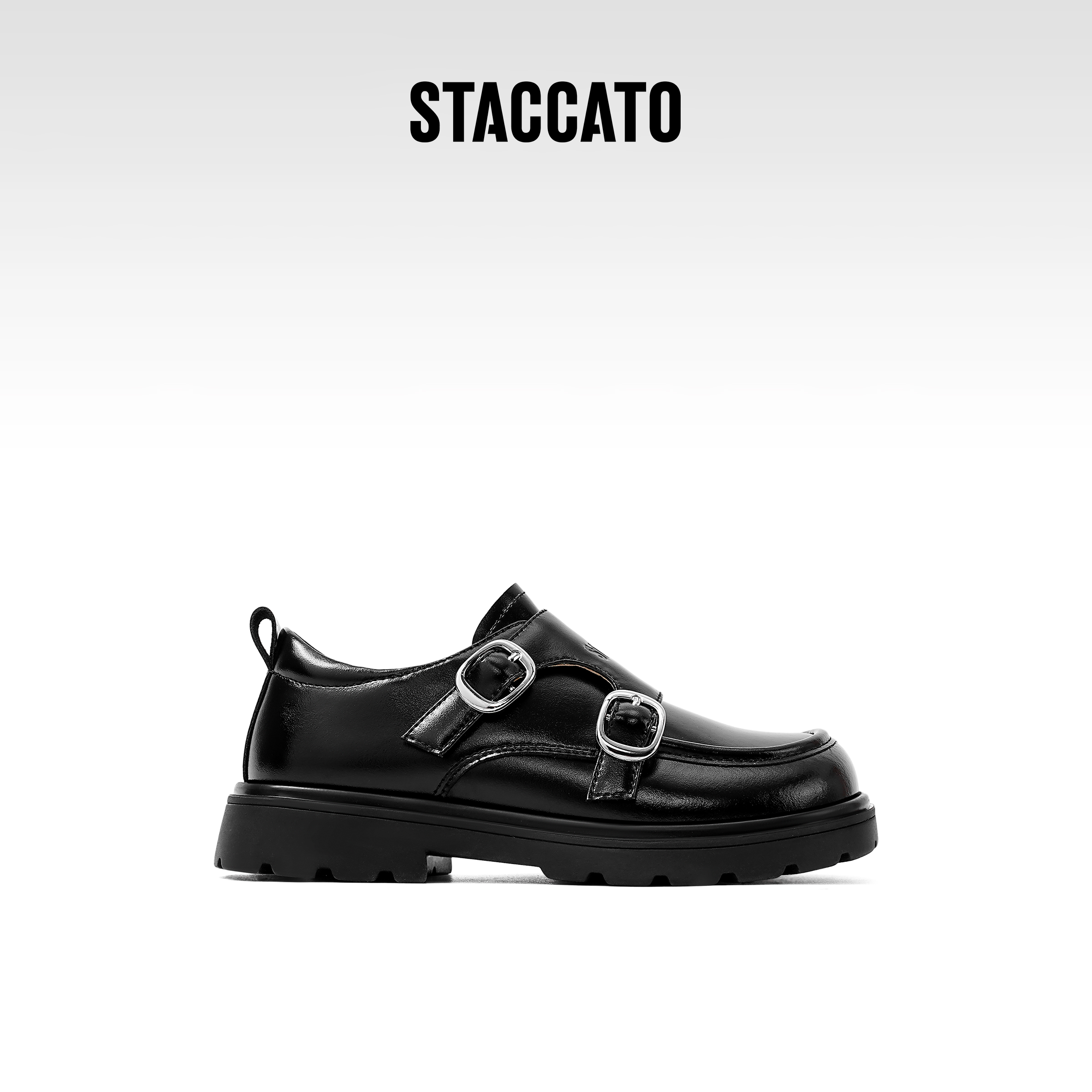 StaccatoKids思加图女童黑色软底皮鞋春秋新款英伦风公主鞋S00138