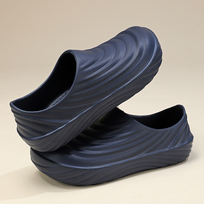 印花皮防滑圆头纯色注压鞋工装鞋拖鞋轻便厚底低帮