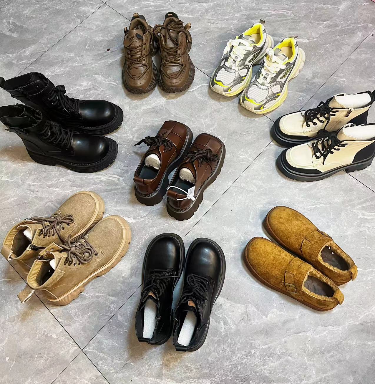 女款老爹鞋博肯加绒透气厚底Q弹舒适百搭增高中长款皮靴四季鞋