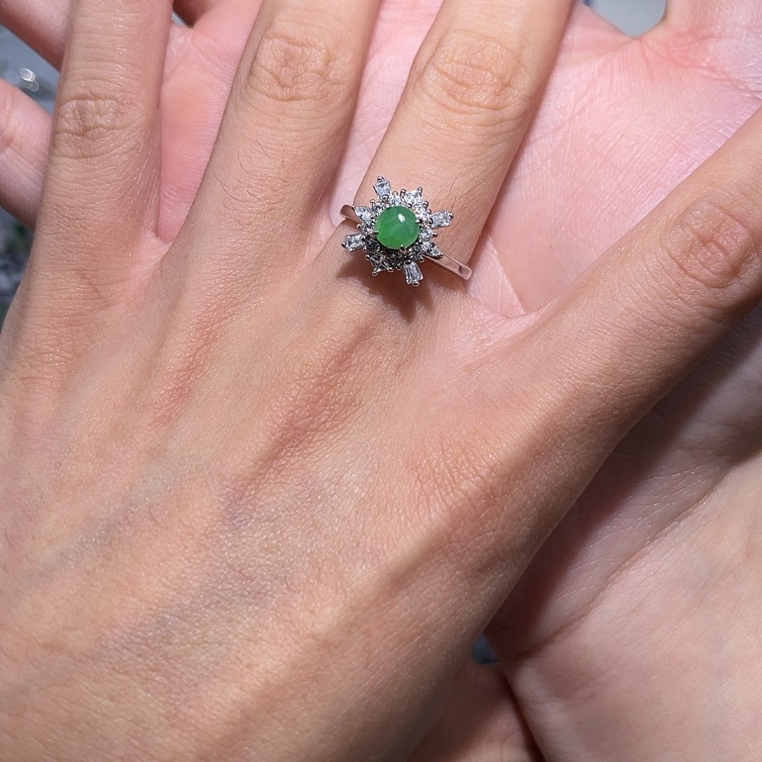 翡翠戒指银S925镶嵌667889