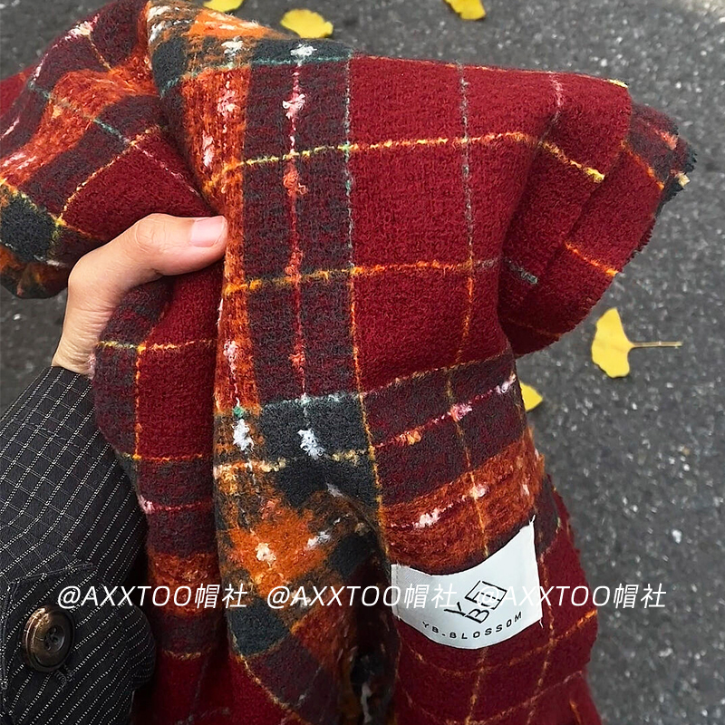 满目星河围巾红色格子圣诞韩系浆果星星加厚氛围感仿羊绒2025新款