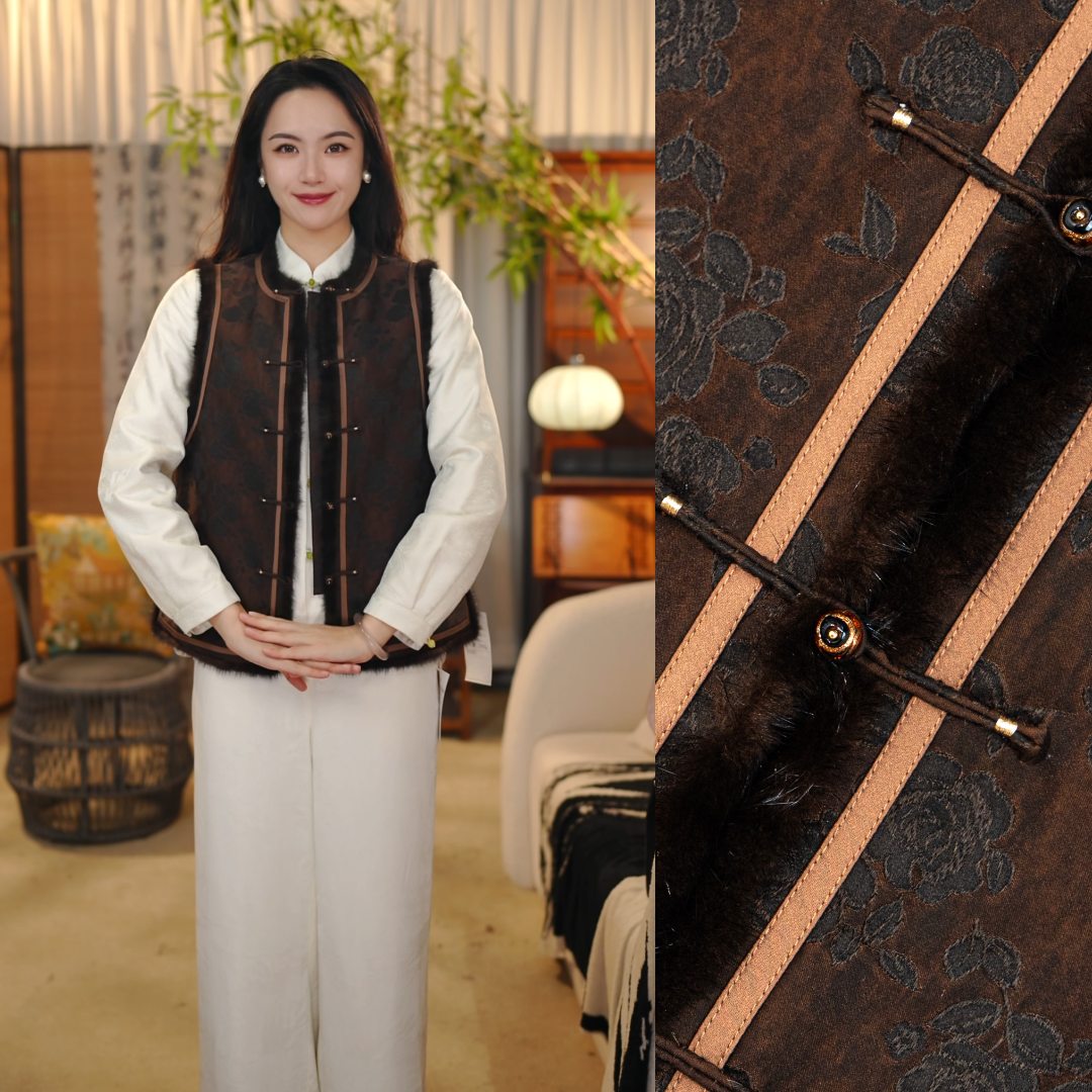 【暖阳】新中式拼接复古马甲中式保暖马夹C515223