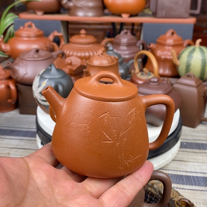 紫砂茶壶高石瓢180cc原矿红降坡泥