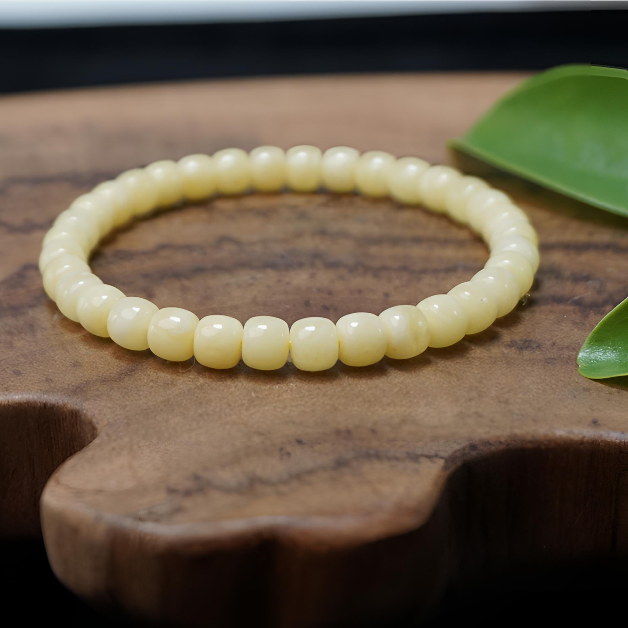 【赢玺珠宝】6mm+蜜蜡 云端 · 特级糯白 vvs 老型手串 天然保真