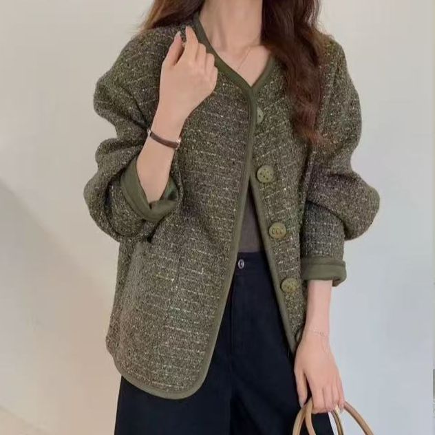 KIKI严选：25753-1+9家欧货南油秋冬小众包边韩版时尚小香外套