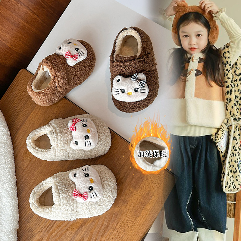2025新款冬季儿童保暖平跟加厚秋冬季可爱冬季毛绒卡通风卡通棉鞋