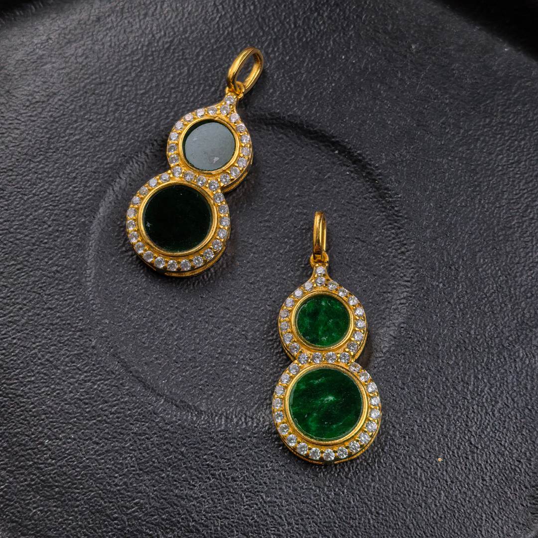 翡翠S925银镀金葫芦吊坠 不含链（多样性发货发其一）