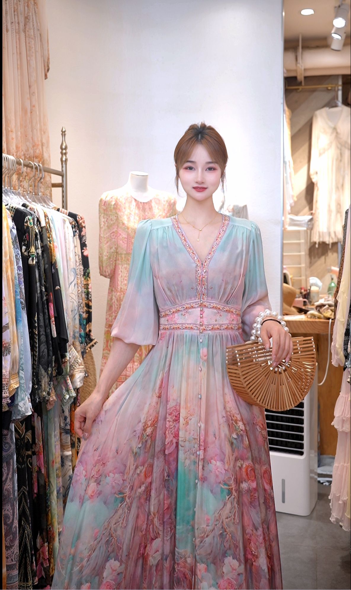 LL--【2025款 色彩PARTY原创】桑蚕丝连衣裙Y25C9048-4