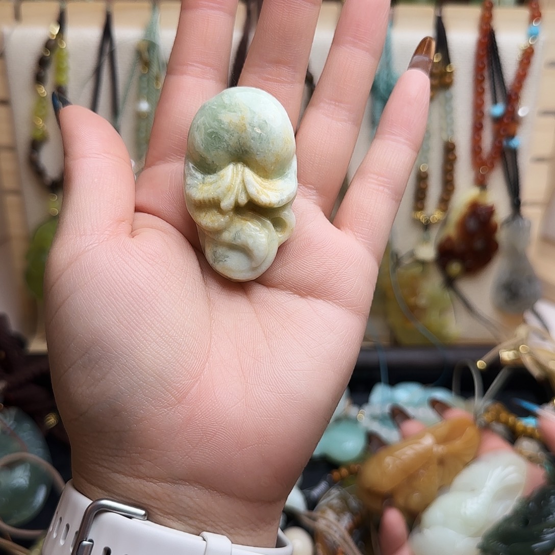 逆***北蛇纹石玉合金颈饰