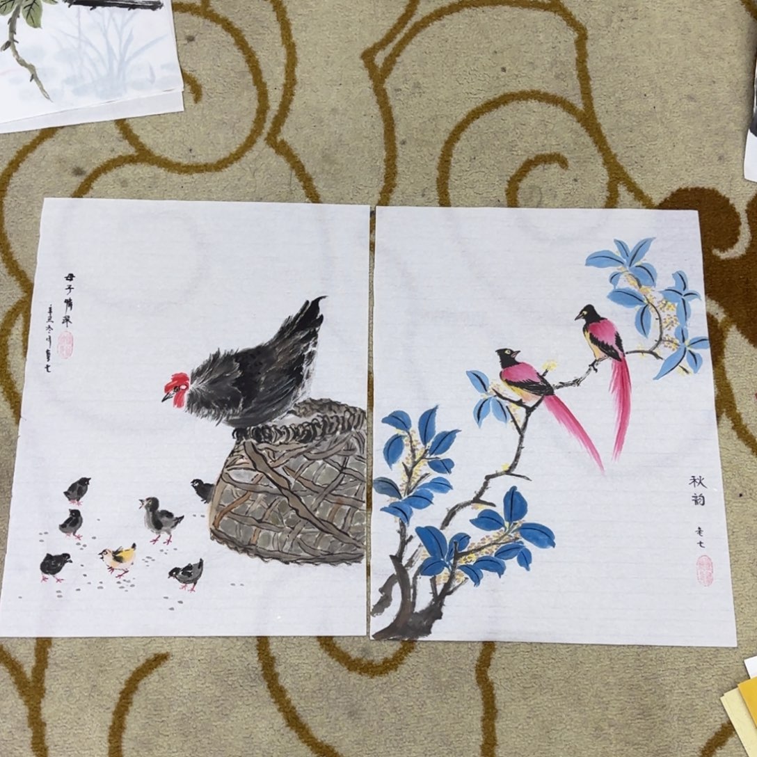 国画花鸟作品两张艺