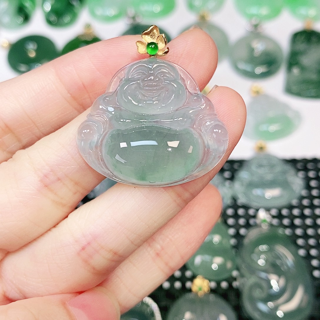 翡翠18K金镶嵌吊坠(不含链)