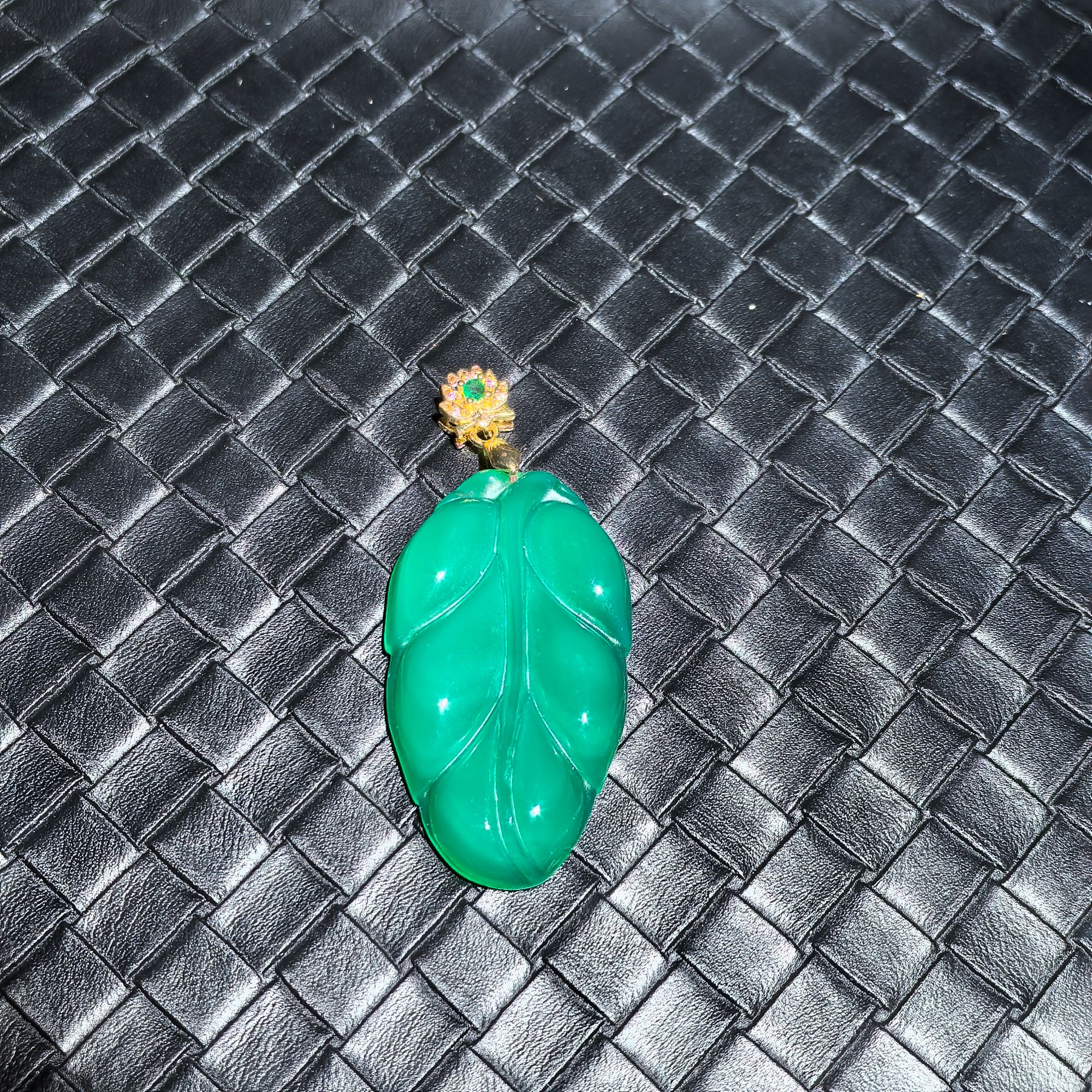 天然玉石珠宝玛瑙玉髓 绿树叶吊坠 YZD552K