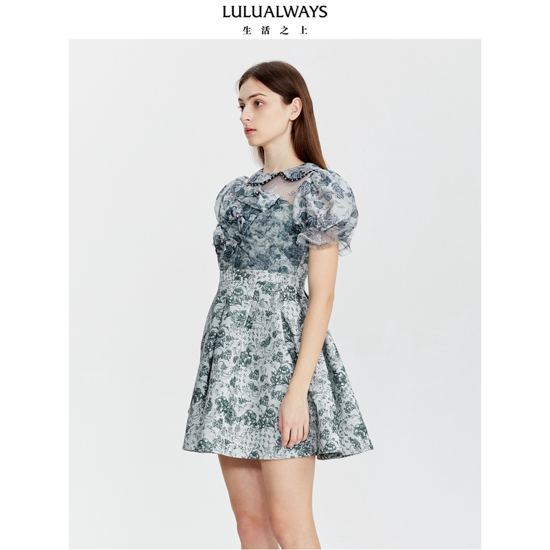 【商场同款】lulualways夏季新款蝴蝶结优雅别致连衣裙LOB5056
