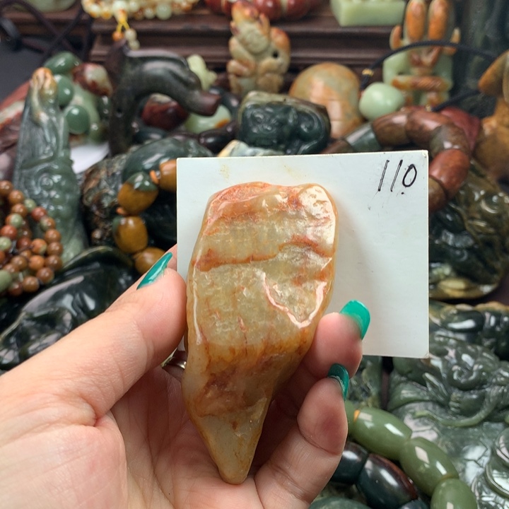 岫岩河磨玉（透闪石质玉）手把未镶嵌