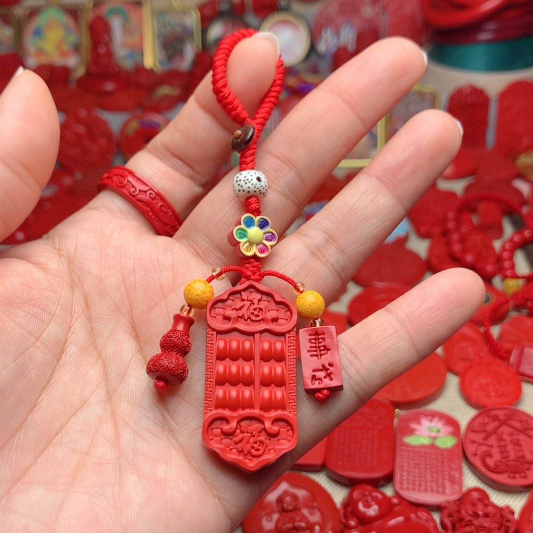天然辰砂工艺品朱砂钥匙扣