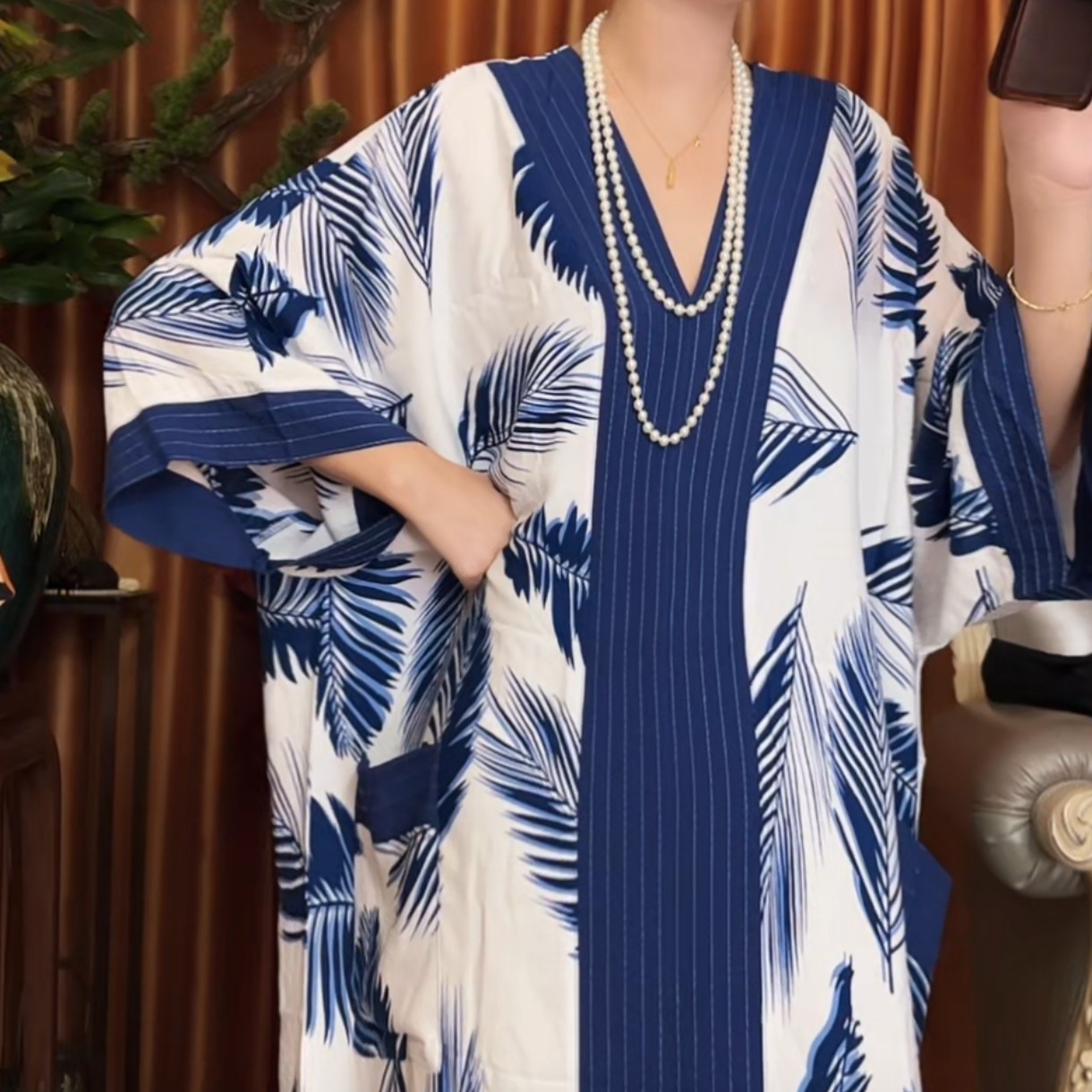 白色青花瓷连衣裙