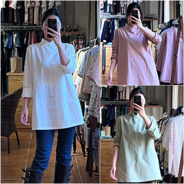 乌银·正肩中长款衬衫75cm