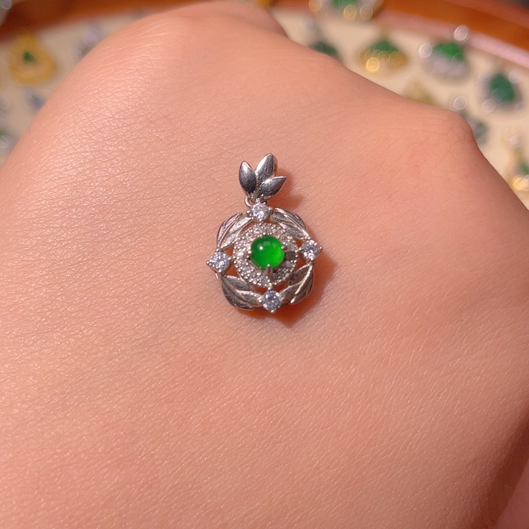 翡翠银S925镶嵌吊坠(不含链)