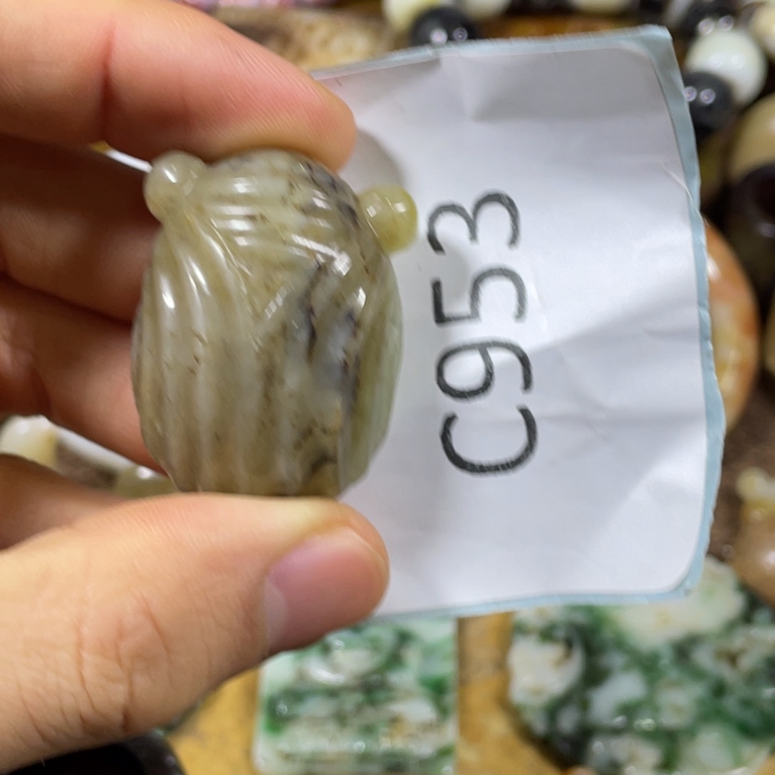 和田玉吊坠(不含链)足铂镶嵌