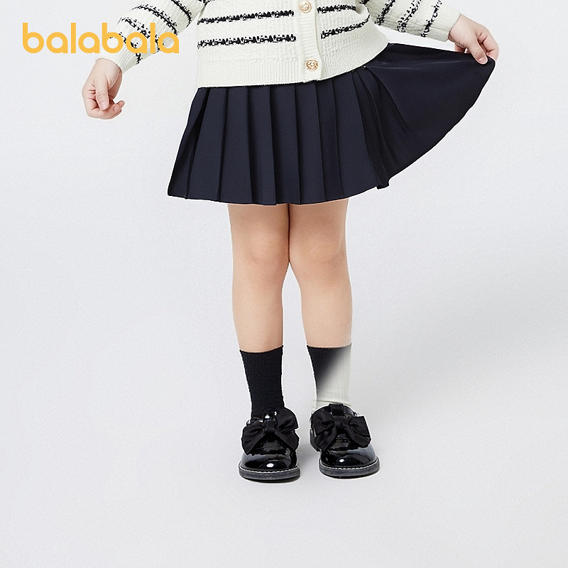 巴拉巴拉儿童裙子春秋装童装女童短裙百褶半身裙学院风舒适百搭萌