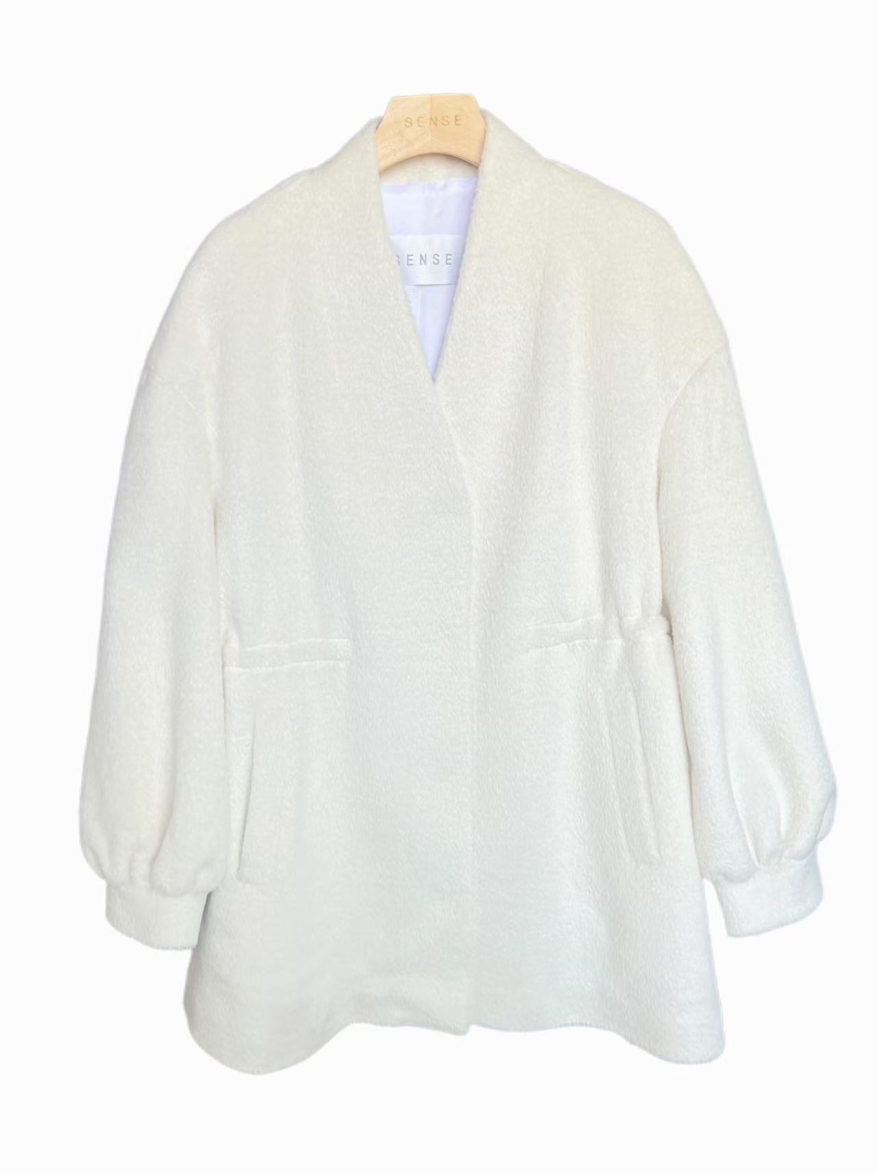 SENSE   25年    白色可收腰大衣外套