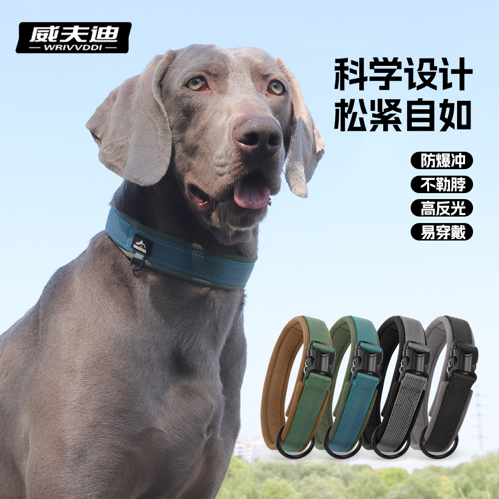 新款宠物项圈尼龙反光狗狗项圈可调节中大型犬防爆冲狗项圈批发