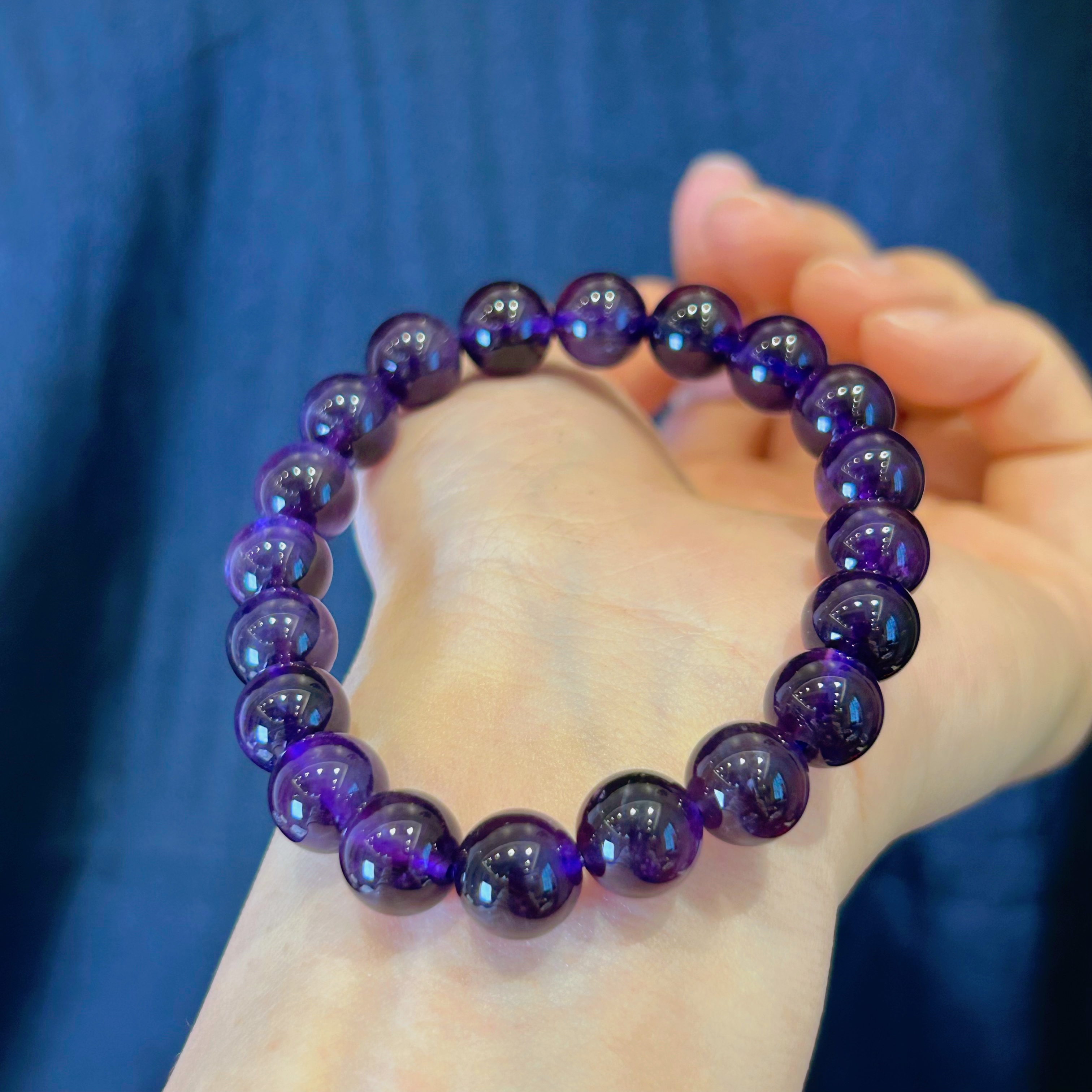 天然紫水晶手链-多样性发一珠径约9mm-ZSJ071