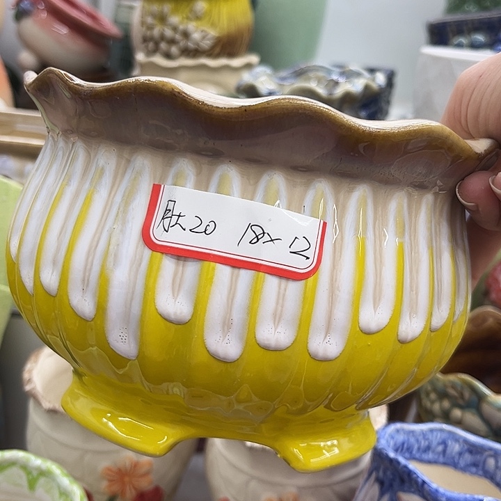 多肉绿植陶瓷花盆9.9包邮，有孔