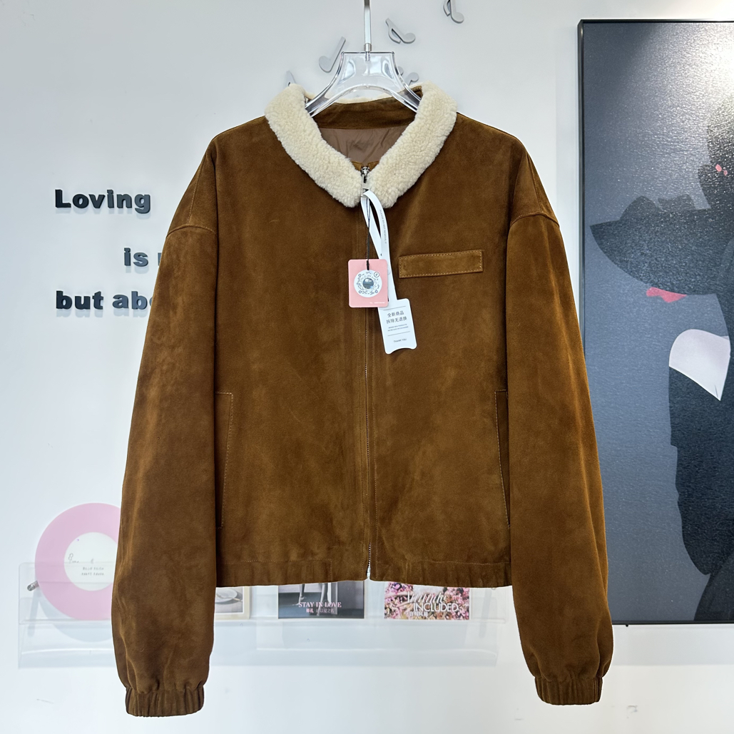 君家双色毛毛领设计外套