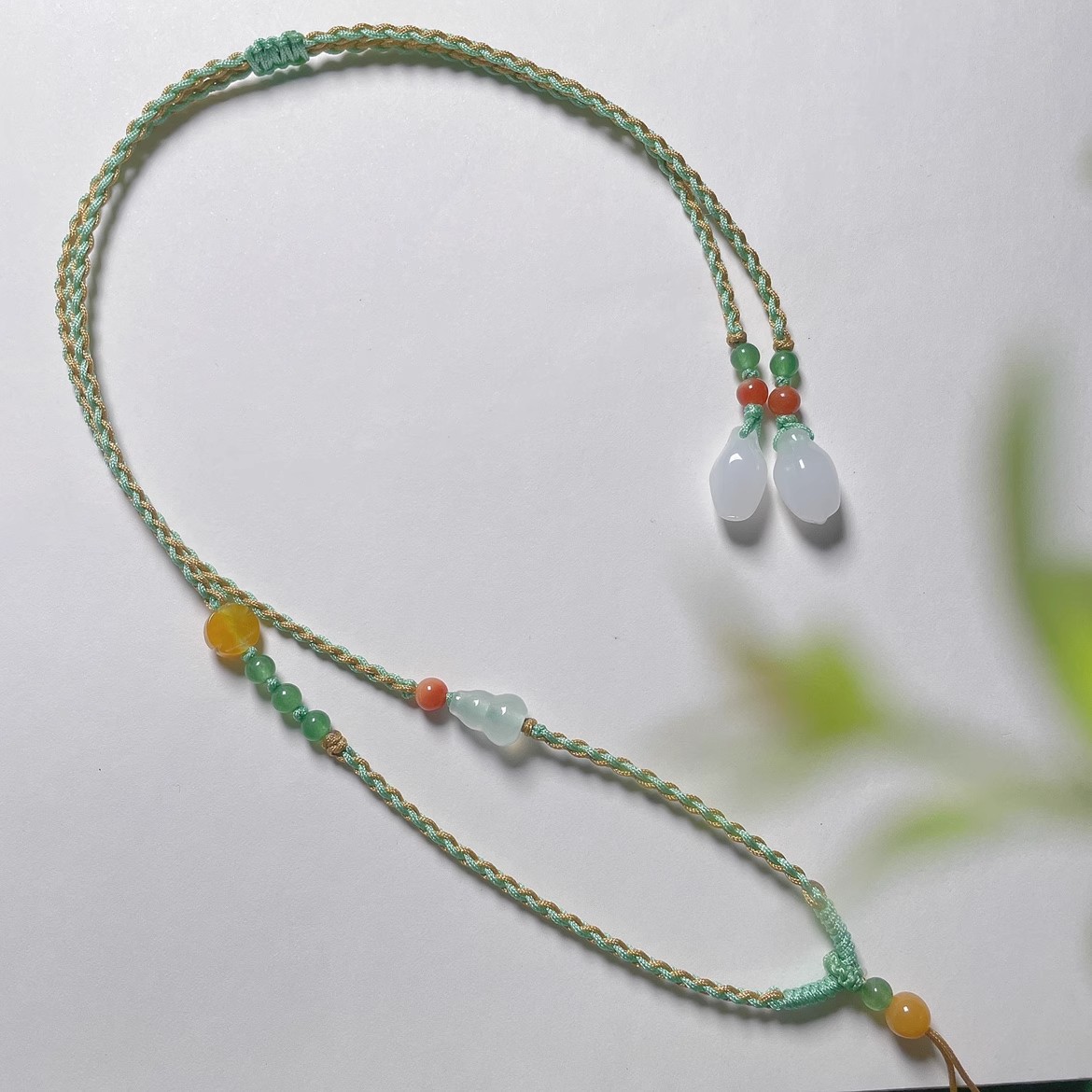 非金属布艺吊坠 手工编织多宝项链绳锁骨链平安扣佛公编绳可调节