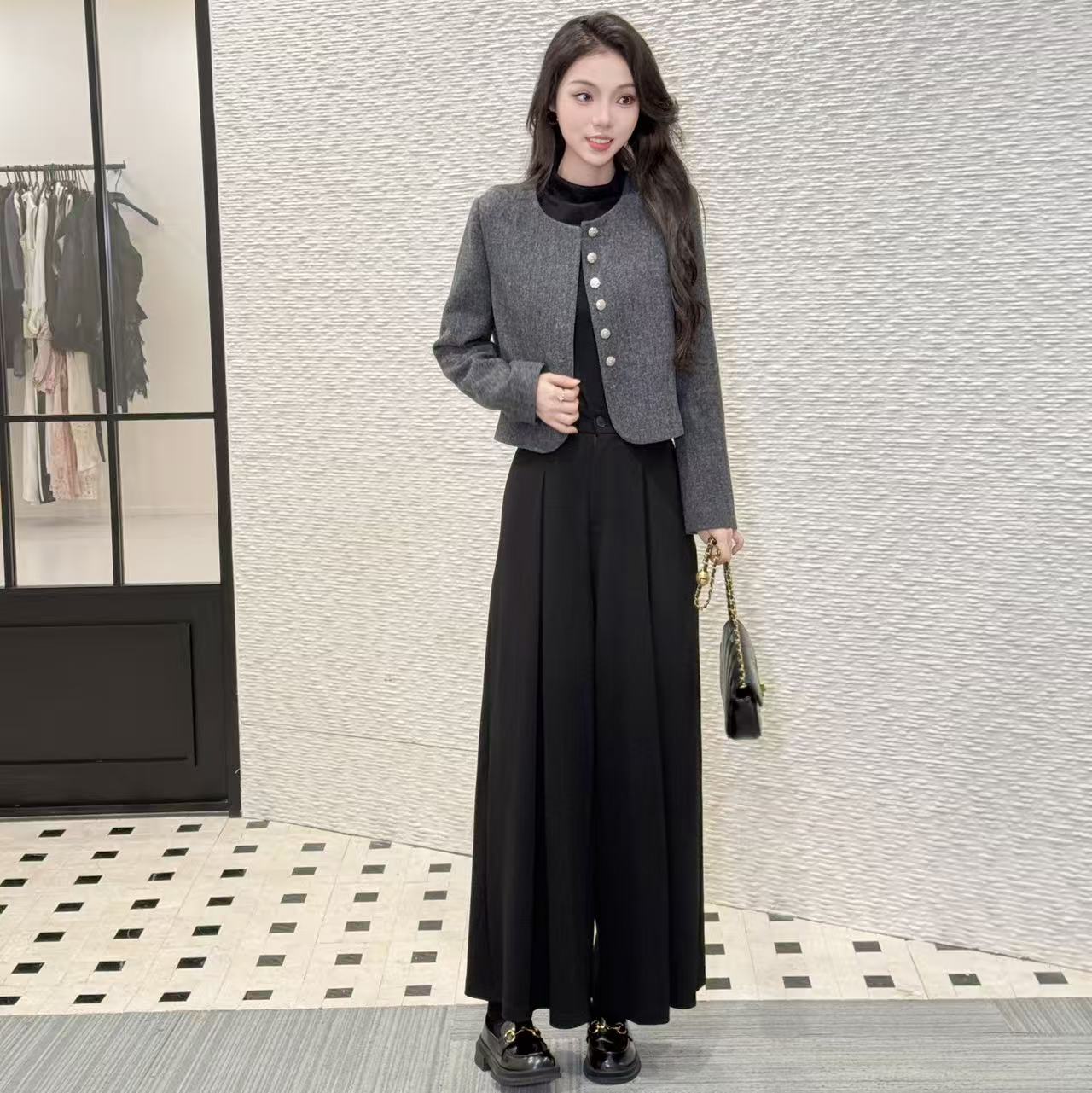【三件套羊毛套装】秋季女士新款外套小香风时尚气质显瘦套装
