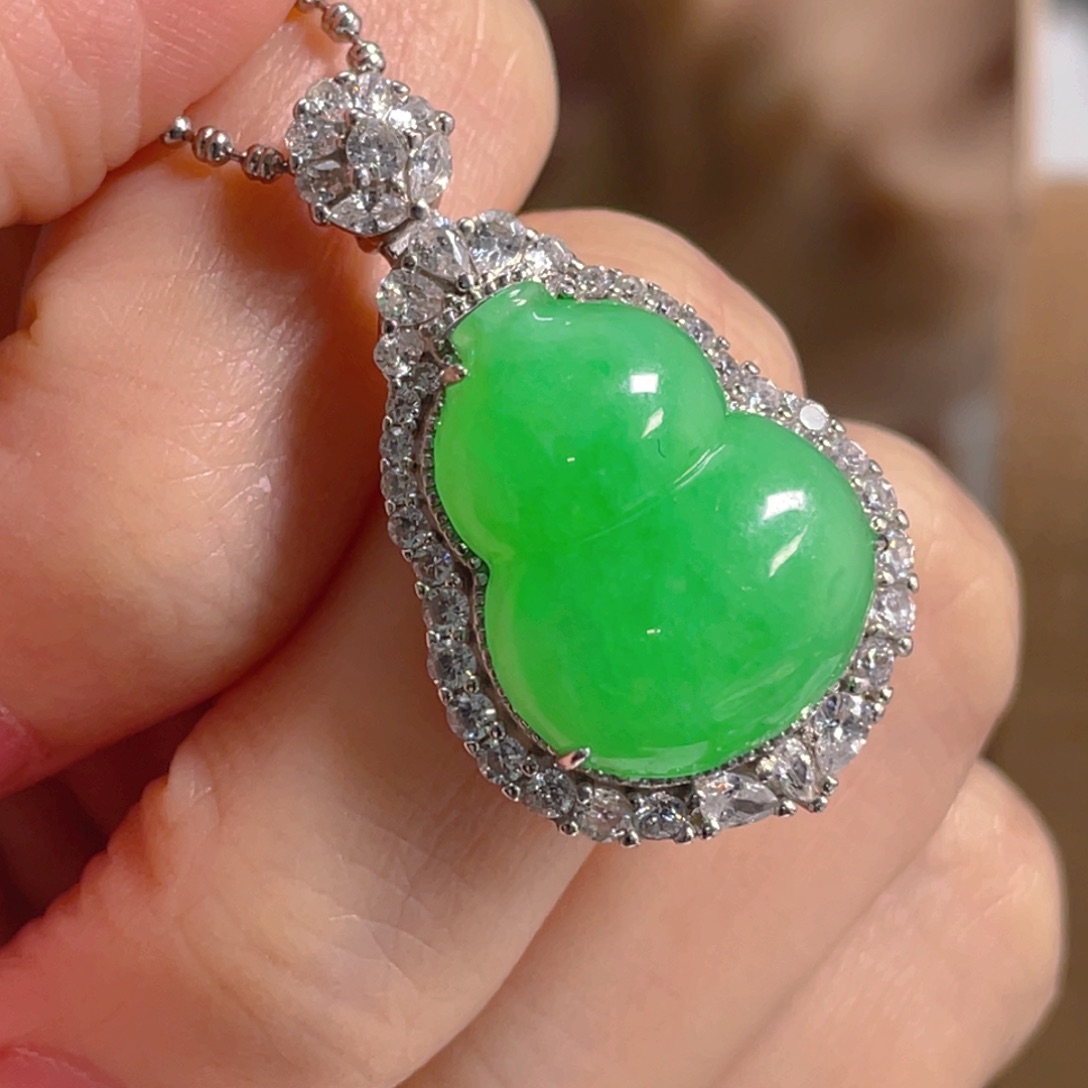 翡翠银S925镶嵌吊坠(不含链)