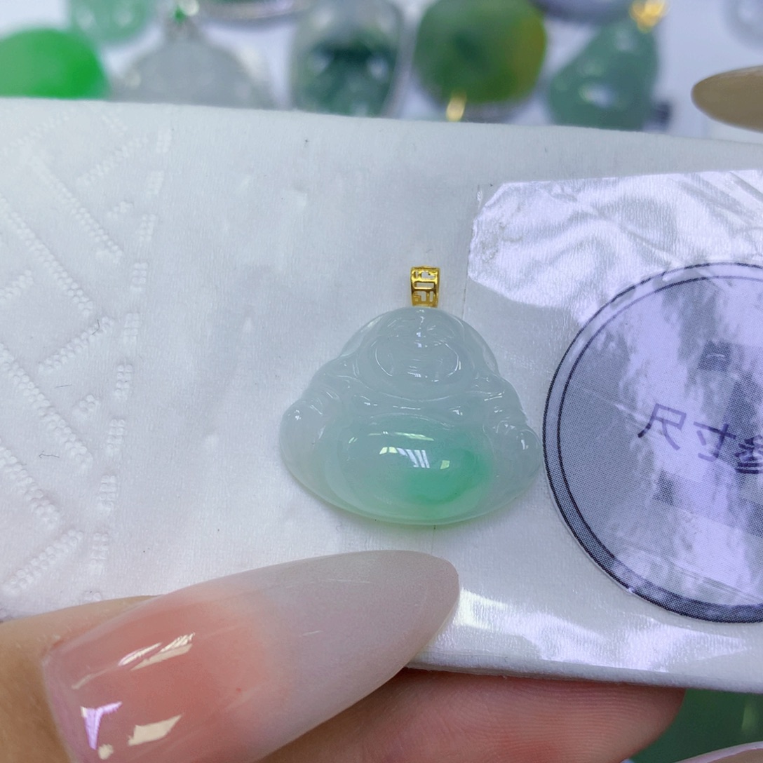 翡翠18K金镶嵌颈饰天然缅甸翡翠a货百元以上9元证书费自理