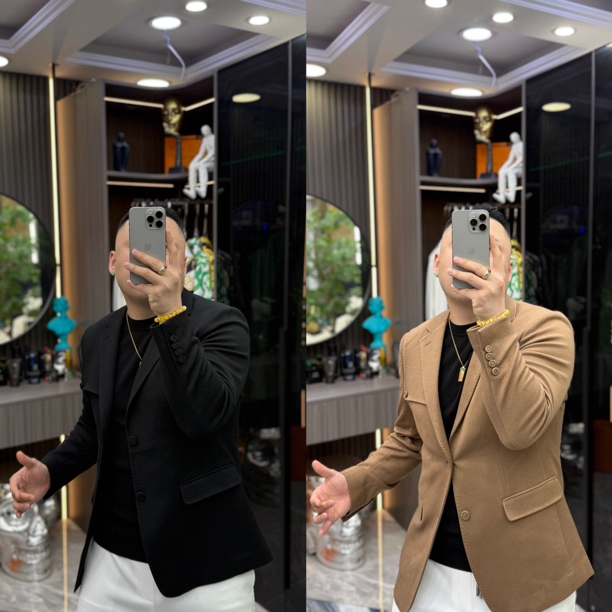 SH轻奢时尚高定男士雅痞商务拼接戗脖领休闲西服外套 57559