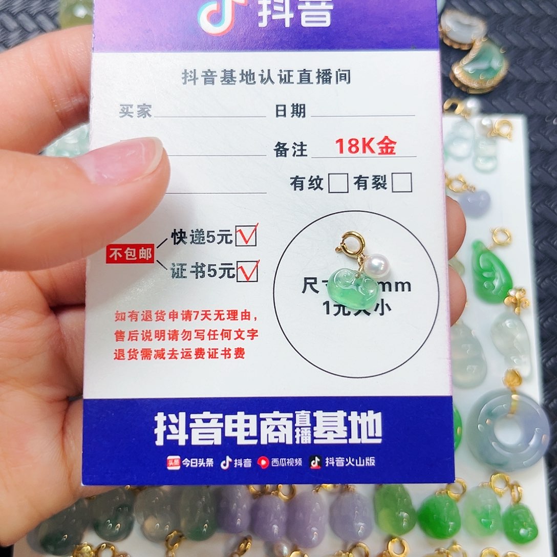 虫****翡翠18K金镶嵌颈饰