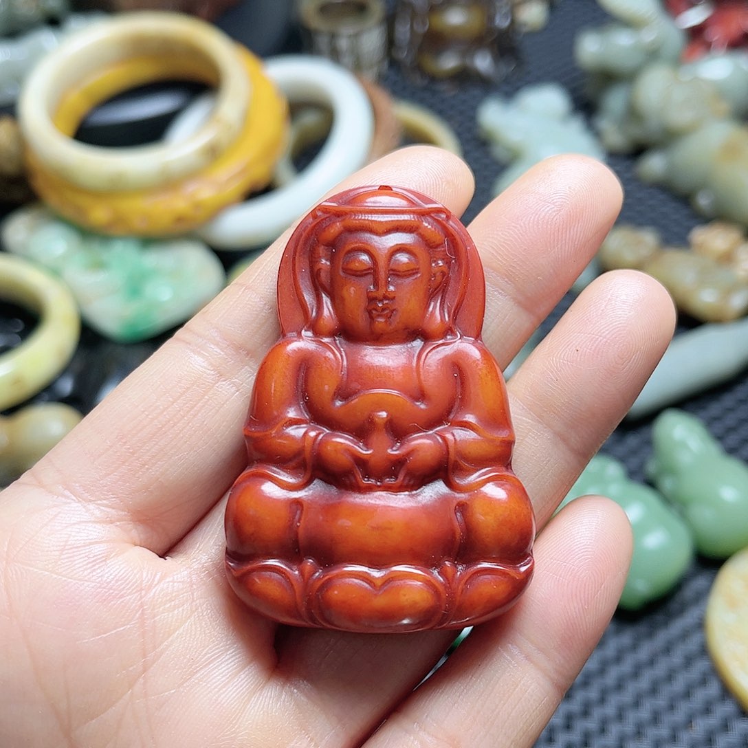 白玉菩提吊坠摆件