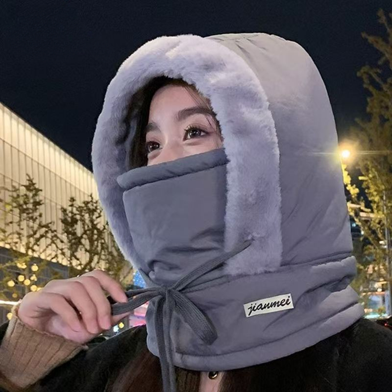 冬季保暖帽子加绒加厚防寒面罩围脖一体帽户外防风骑行包头帽ACL