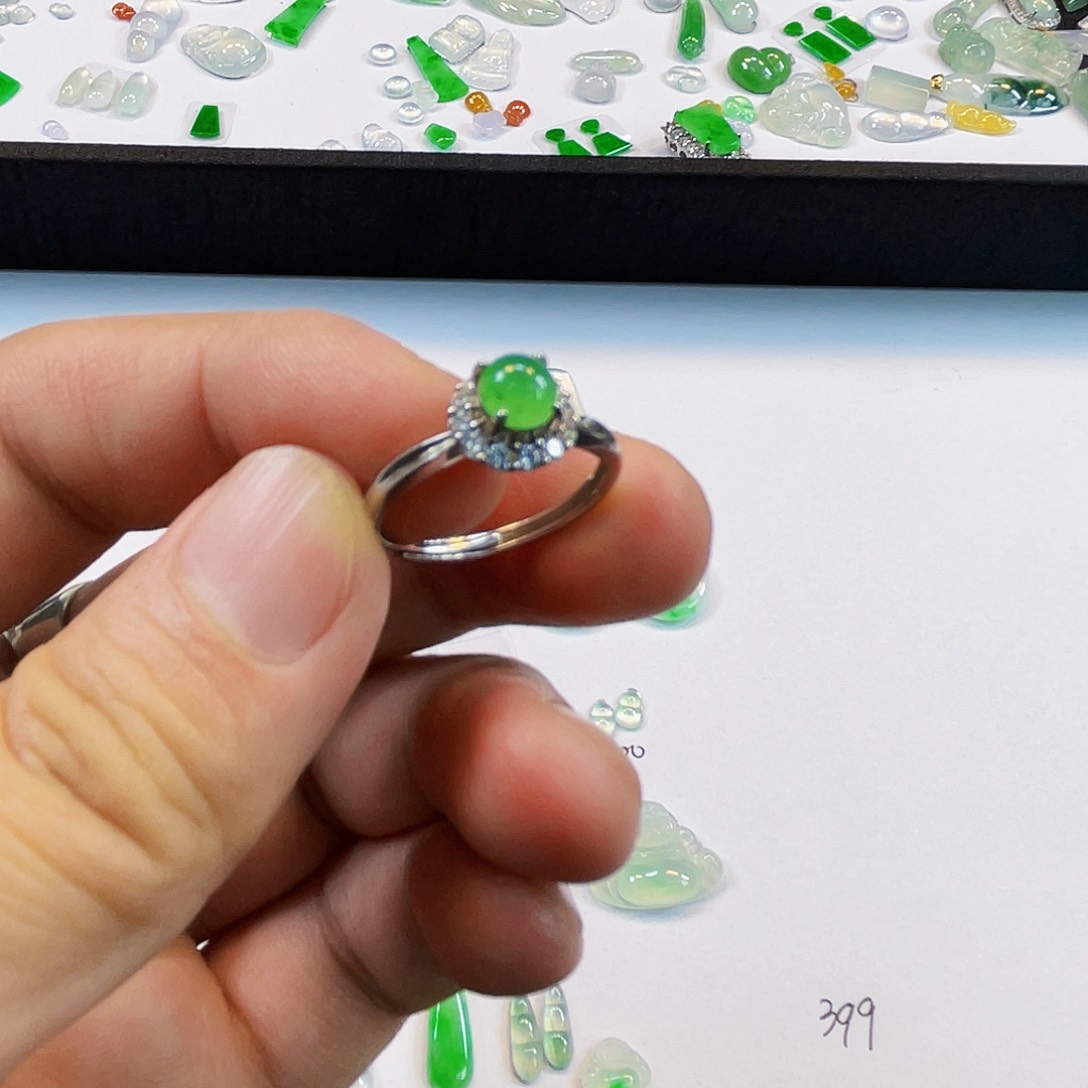 银S925镶嵌戒指翡翠你**好F T000戒指
