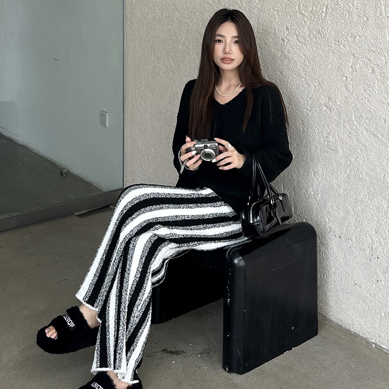 半边绒居家服睡衣套装保暖加绒高档可外穿秋冬家居服