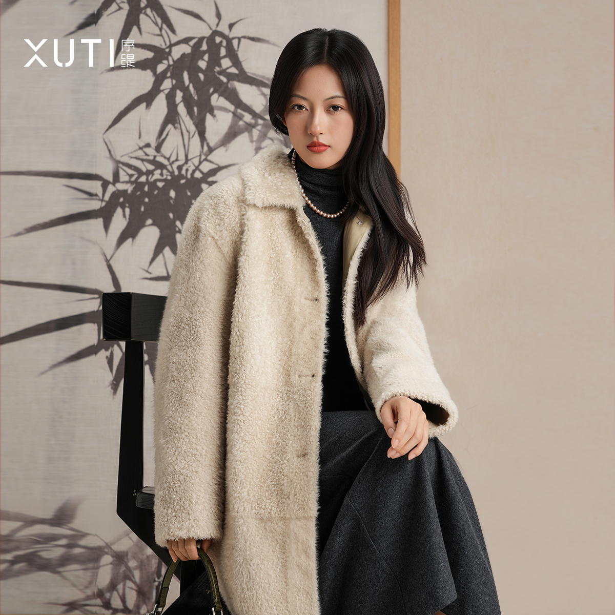 序缇100%拉贡皮毛一体 奢侈品皮草外套女冬季新款H270-26862