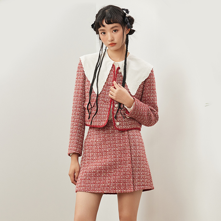 【银泰百货OH】pit复古时尚甜美优雅小香风圆领外套112D410530