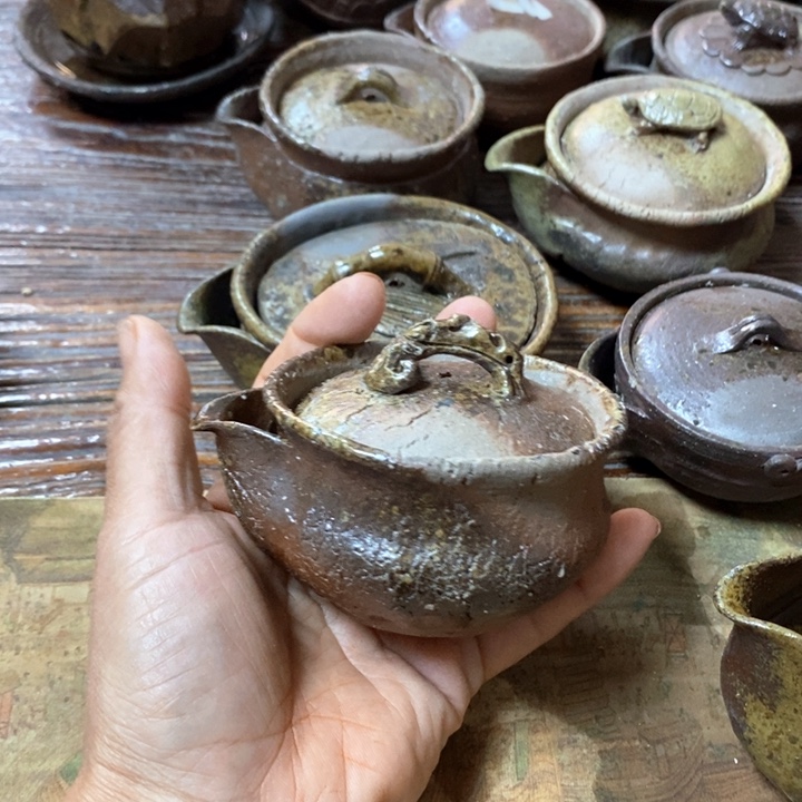 吉***～全手捏柴烧荒纪纹宝瓶