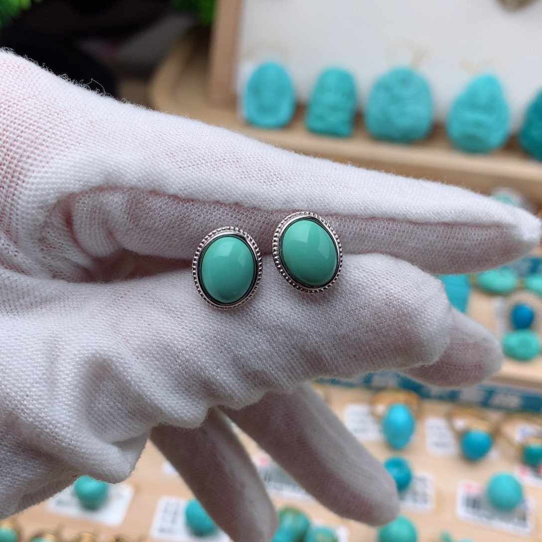绿松石珠宝奇石银S925镶嵌