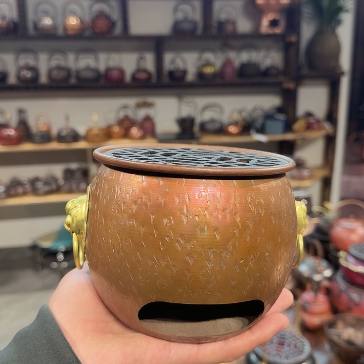 格***知紫铜手工制作烤色炭炉